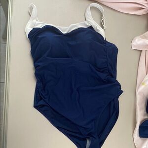 Shade & Shore Navy and White One Piece Swimsuit